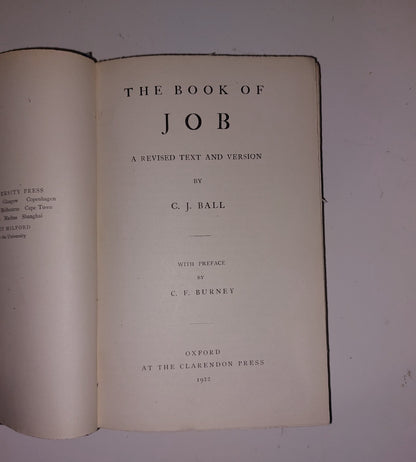 The Book Of Job Revised Text And Version By C J  Ball 19222