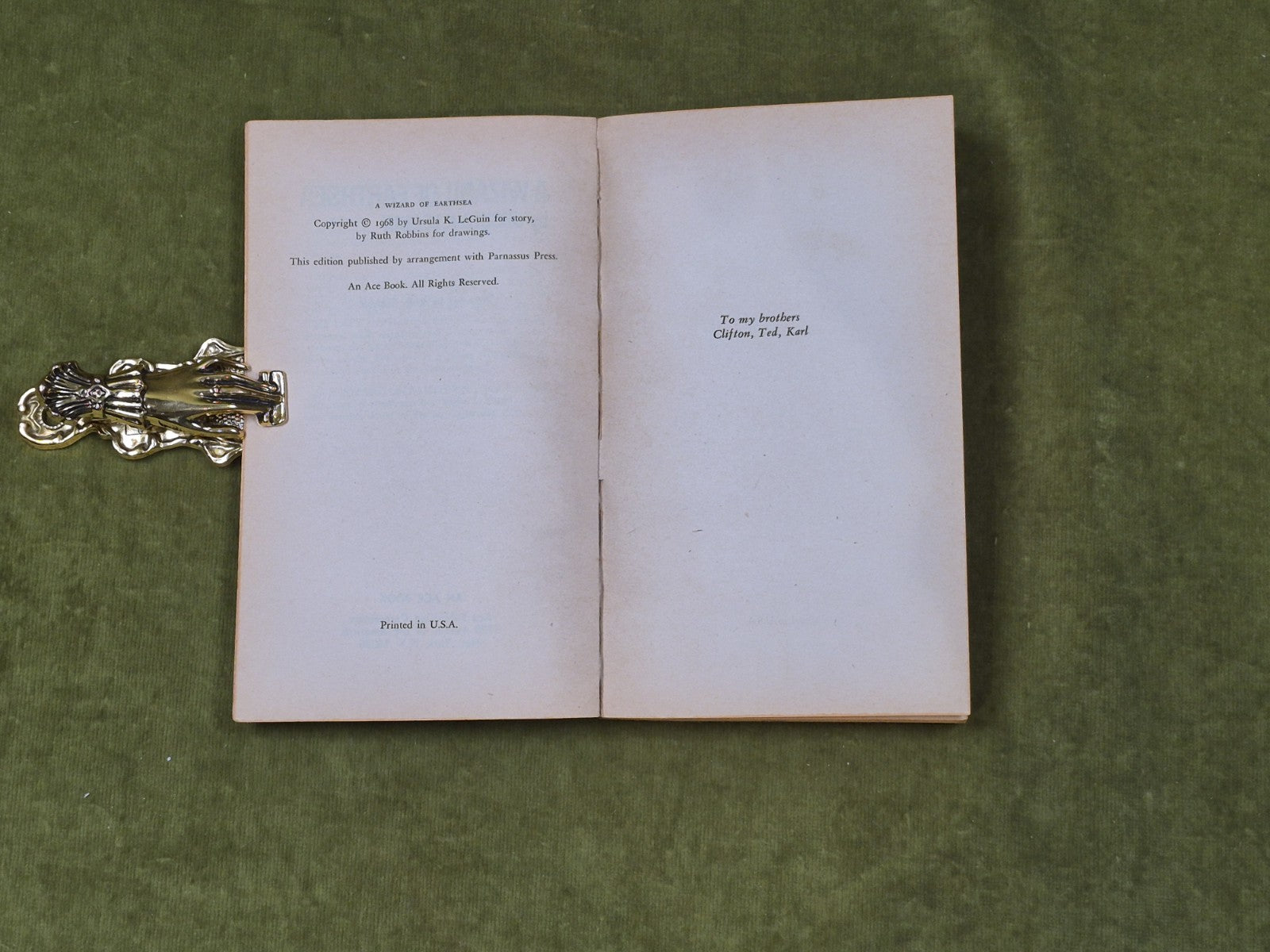A Wizard of Earthsea by Ursula K Le Guin , Ruth Robbins - Ace SF 1st 19683