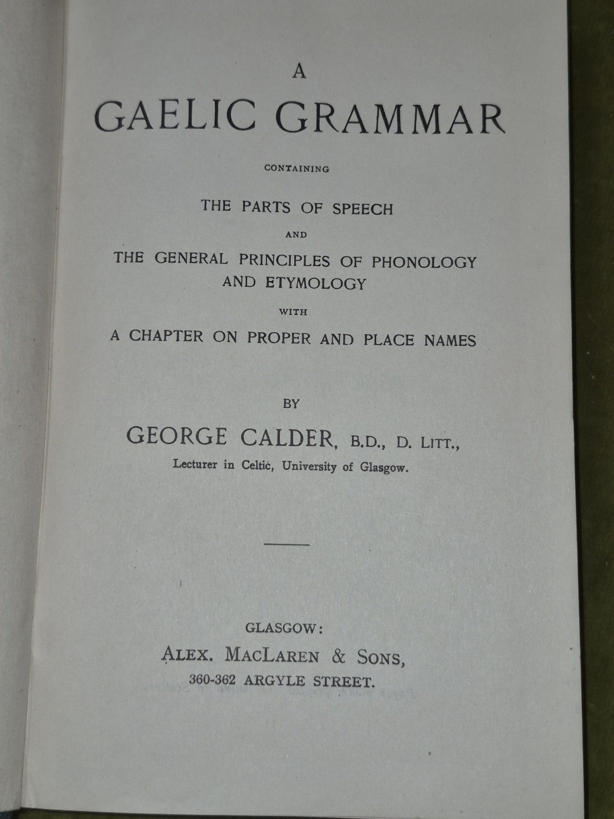 A Gaelic Grammar by George Calder University of Glasgow4