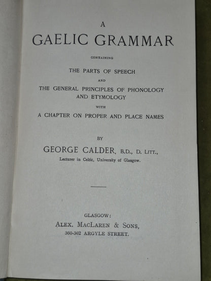 A Gaelic Grammar by George Calder University of Glasgow4