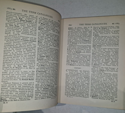 The Term Catalogues II (1683 - 1696 AD) Prof. Edward Arber. Bibliography Eng Lit6