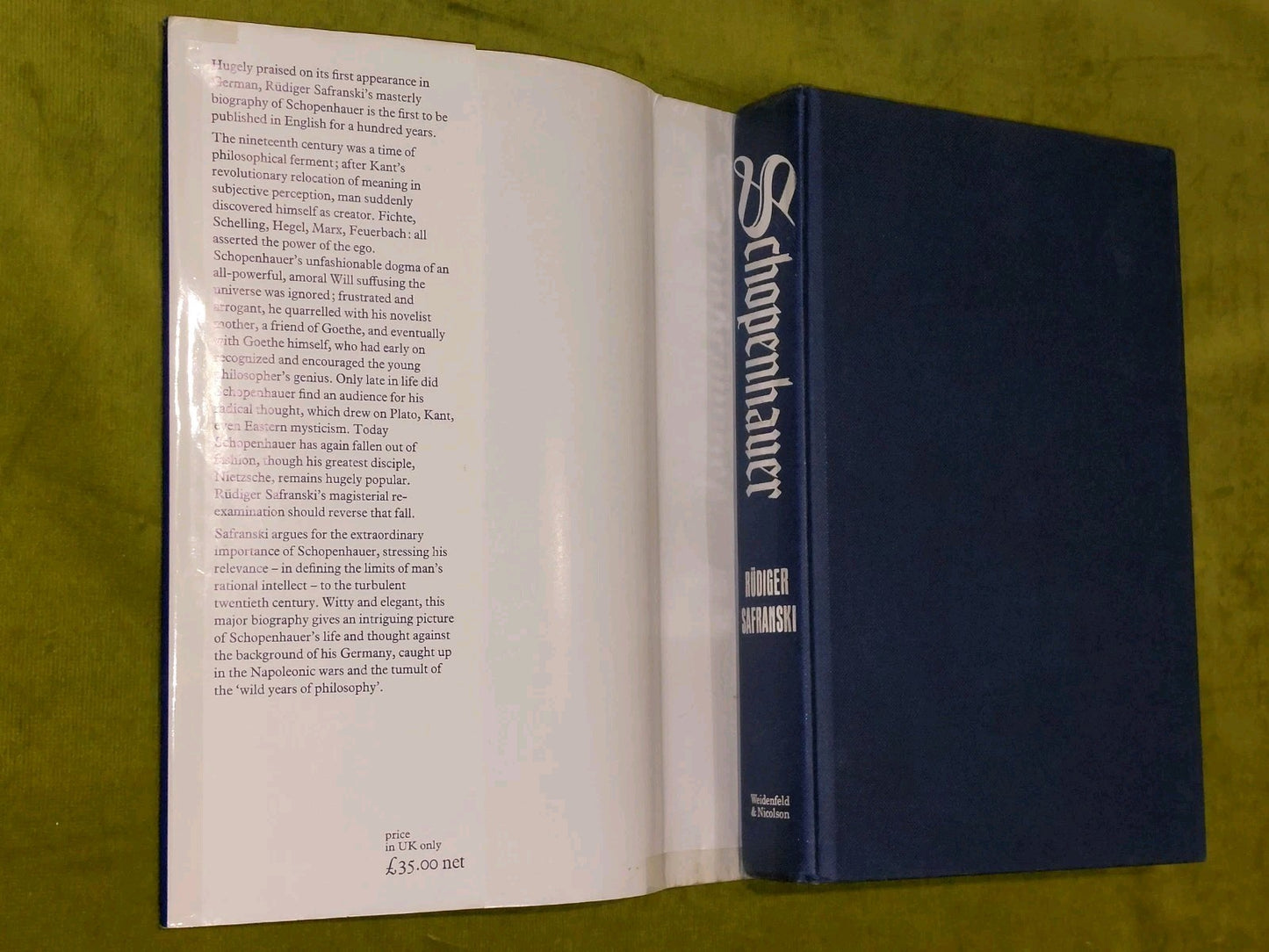 Schopenhauer by Rudiger Safranski (1989) Hardback2