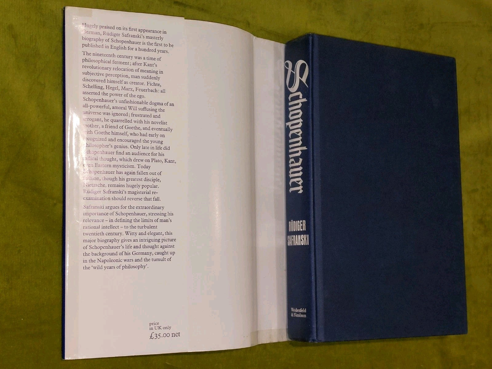 Schopenhauer by Rudiger Safranski (1989) Hardback2