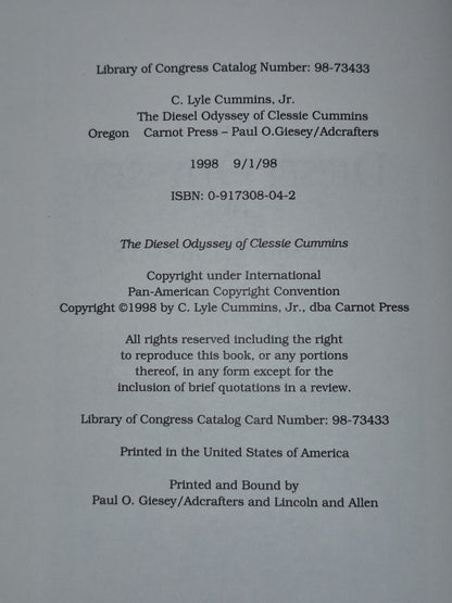 The Diesel Odyssey of Clessie Cummins 19984