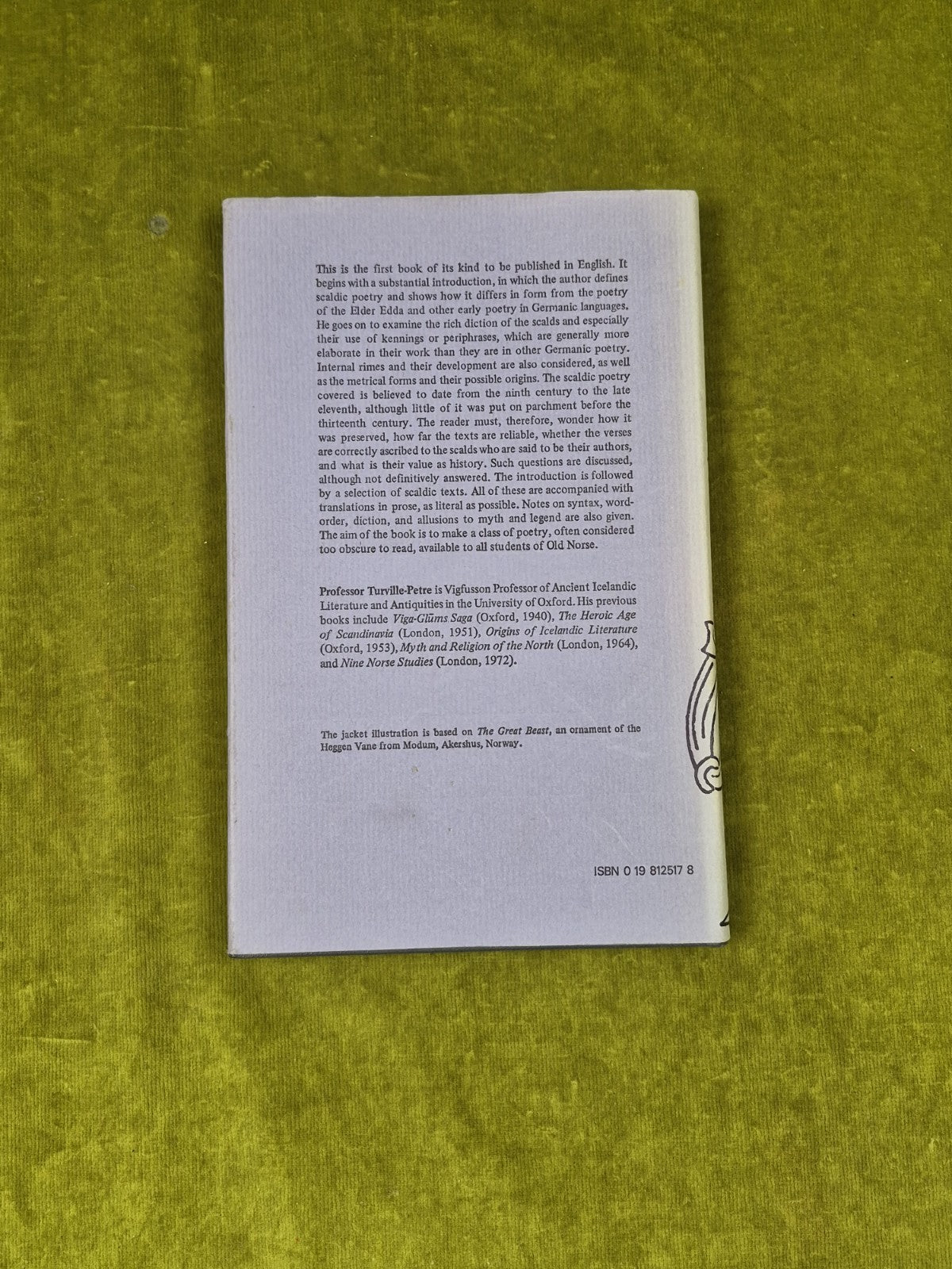 SCALDIC POETRY by Gabriel Turville-Petre, 1976 Oxford University Press 1st HB DJ2