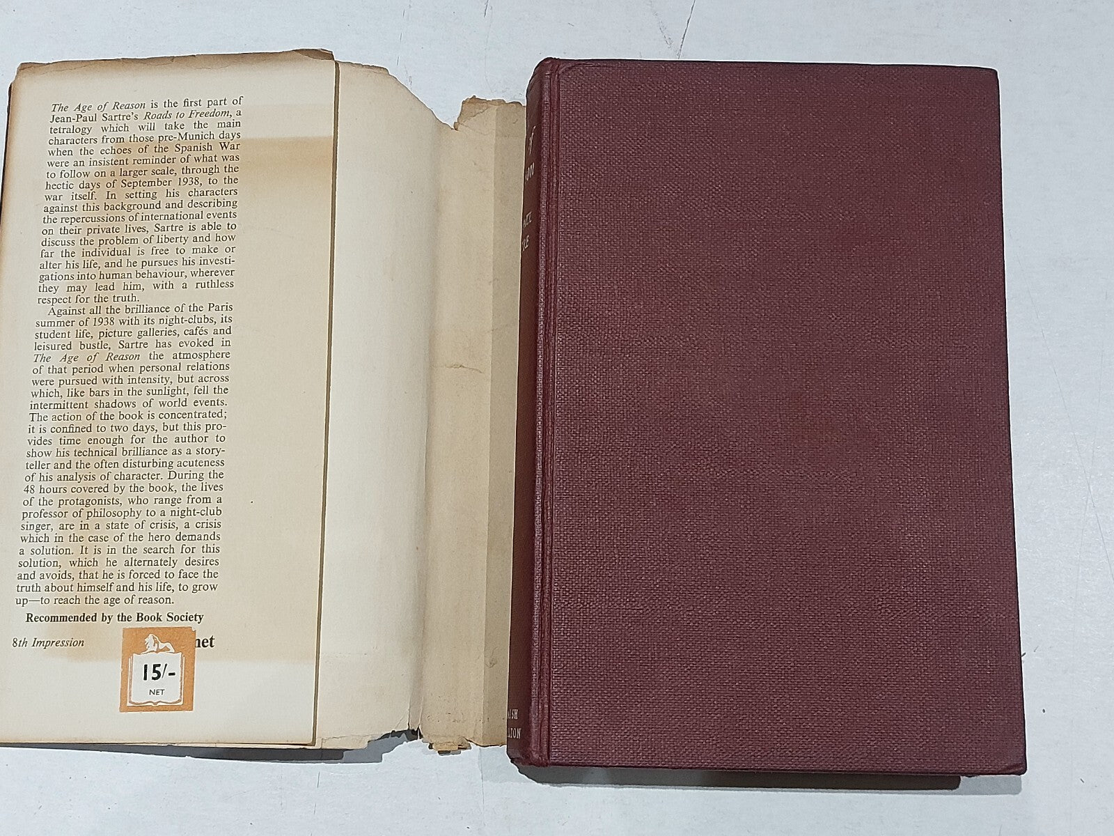 The Age Of Reason, Jean-paul Satre (1957) 8th Impression Hb Book w/ Dust Jacket3