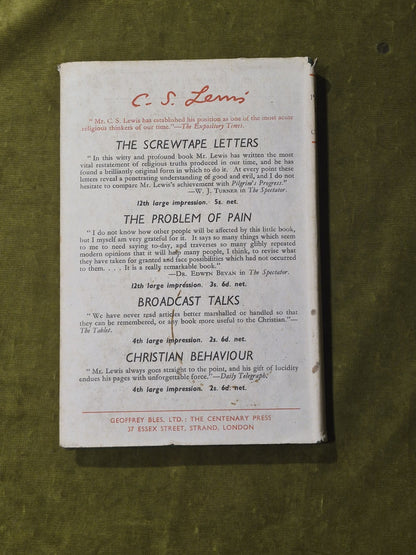 The Pilgrim's Regress C S Lewis Geoffrey Bles NEW & REVISED EDITION 1944 Reprint1