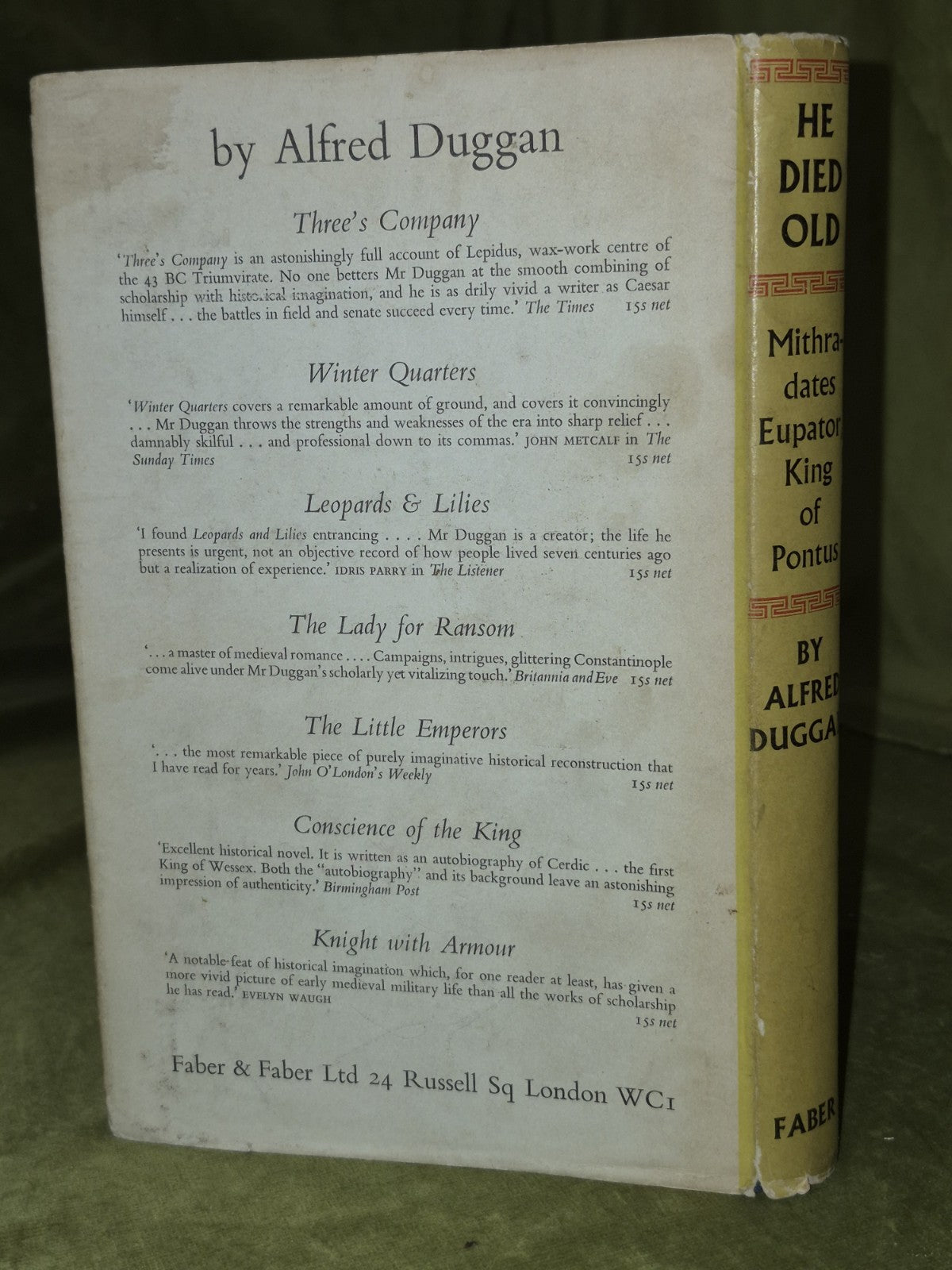 He Died Old Mithradates Eupator Alfred Duggan 1958 First Edition1
