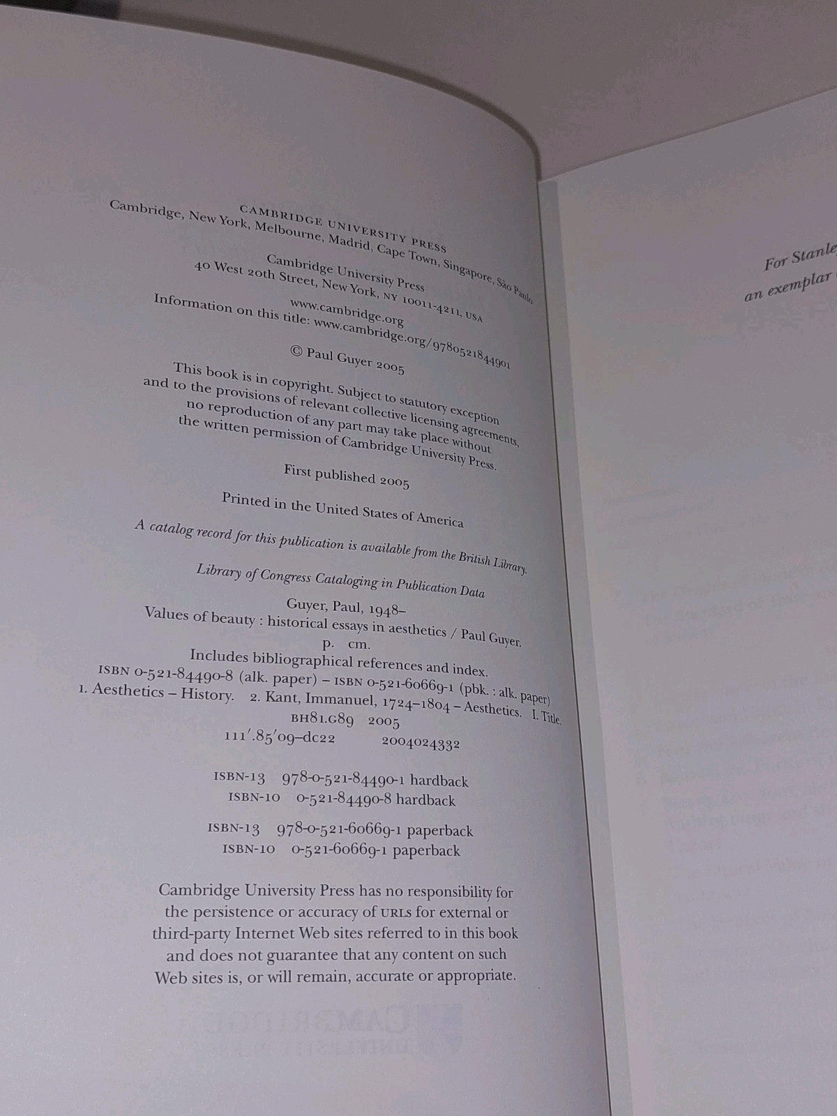 Values of Beauty Historical Essays in Aesthetics By Paul Guyer (2005) Hb Book3