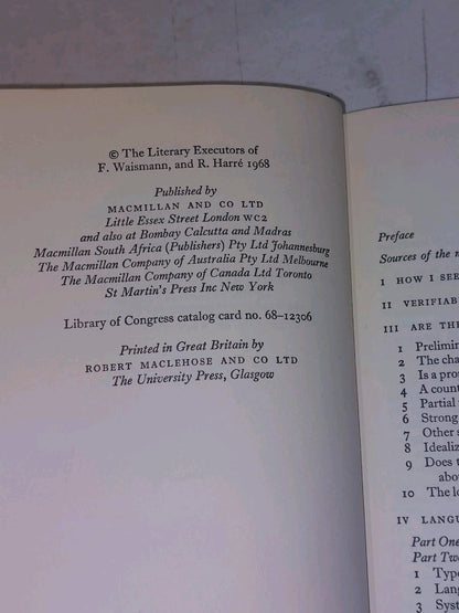 How I See Philosophy - F. Waismann & R. Harre (1968) Hb Book With Dj5