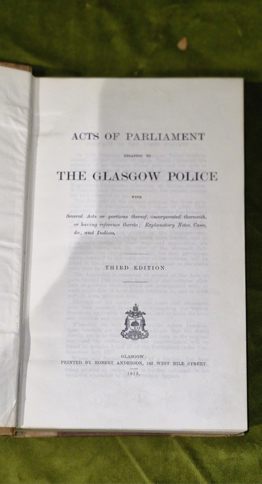 Acts of Parliament Relating to The Glasgow Police (1913 Third Edition)6