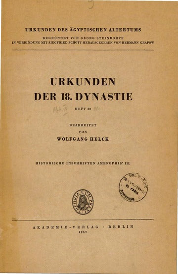 Urkunden Der 18 Dynastie - Heft 18 - 1957