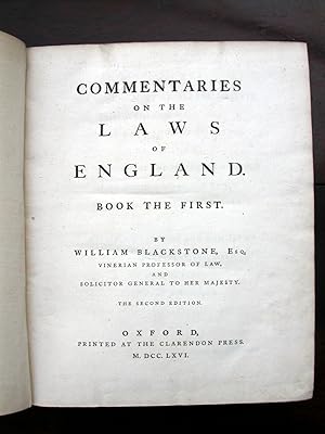 Commentaries on the Law of England, Book the First
