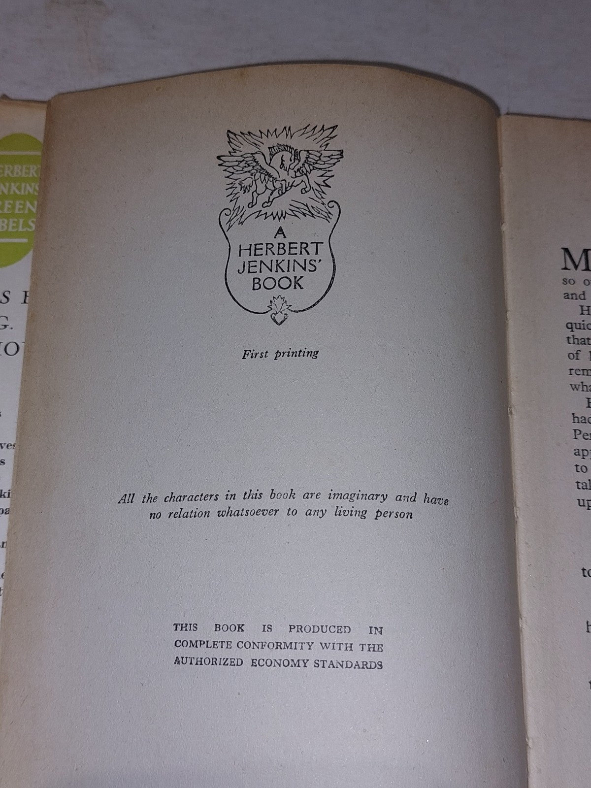 PG Wodehouse, Money In The Bank [Herbert Jenkins] 1st Ed / 1st Printing With DJ8