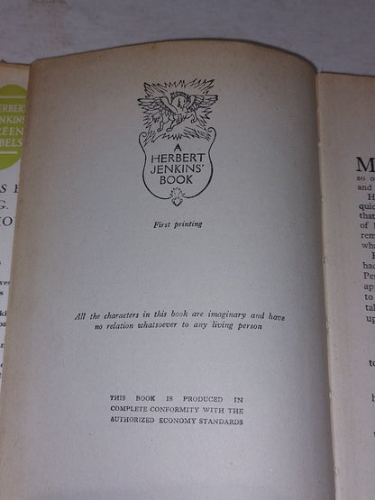 PG Wodehouse, Money In The Bank [Herbert Jenkins] 1st Ed / 1st Printing With DJ8