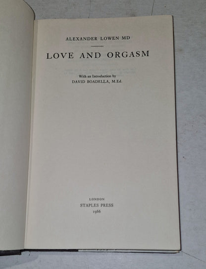 Love and Orgasm by Alexander Lowen HC Dust Jacket (1966) Staple Press Hb Book4