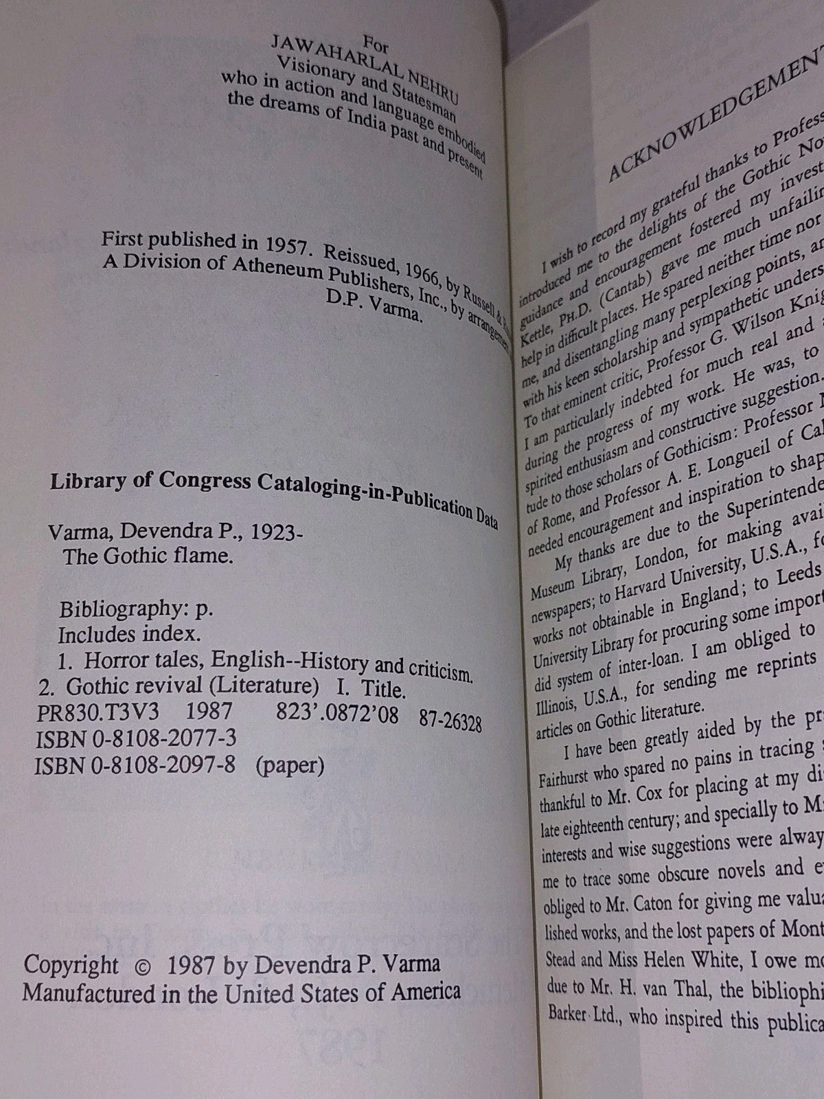 Gothic Flame By Devendra Varma (1987) [Scarecrow Press] Pb Book1