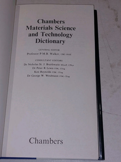 Chambers Materials Science & Technology Dictionary, Peter Walker (1993) Hb Book3