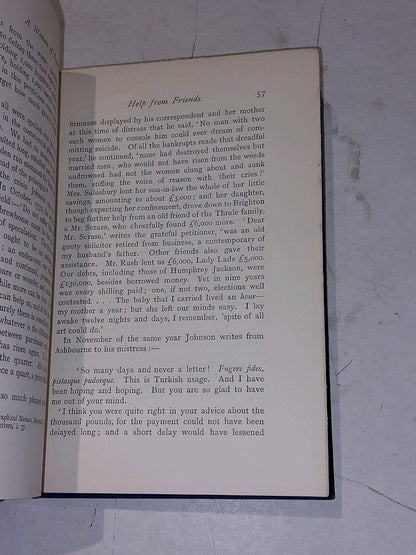 SEELEY, L. B. (LEONARD BENTON) (18311893) Mrs. Thrale (1891) Hb Book5