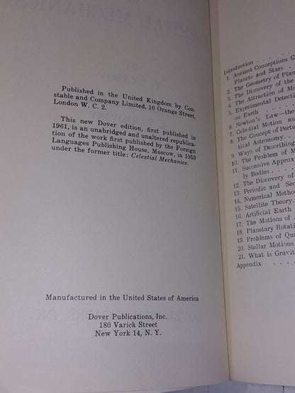 An Elementary Survey Of Celestial Mechanics by Y. Ryabov (1961)Pb Book4