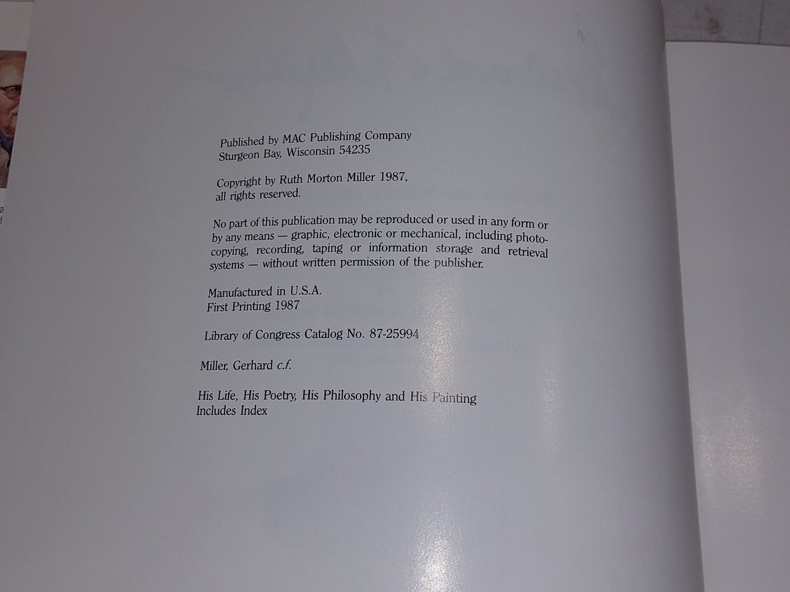 SIGNED Gerhard Miller Door County WI Book ~ Life, Poetry, Philosophy, Paintings5