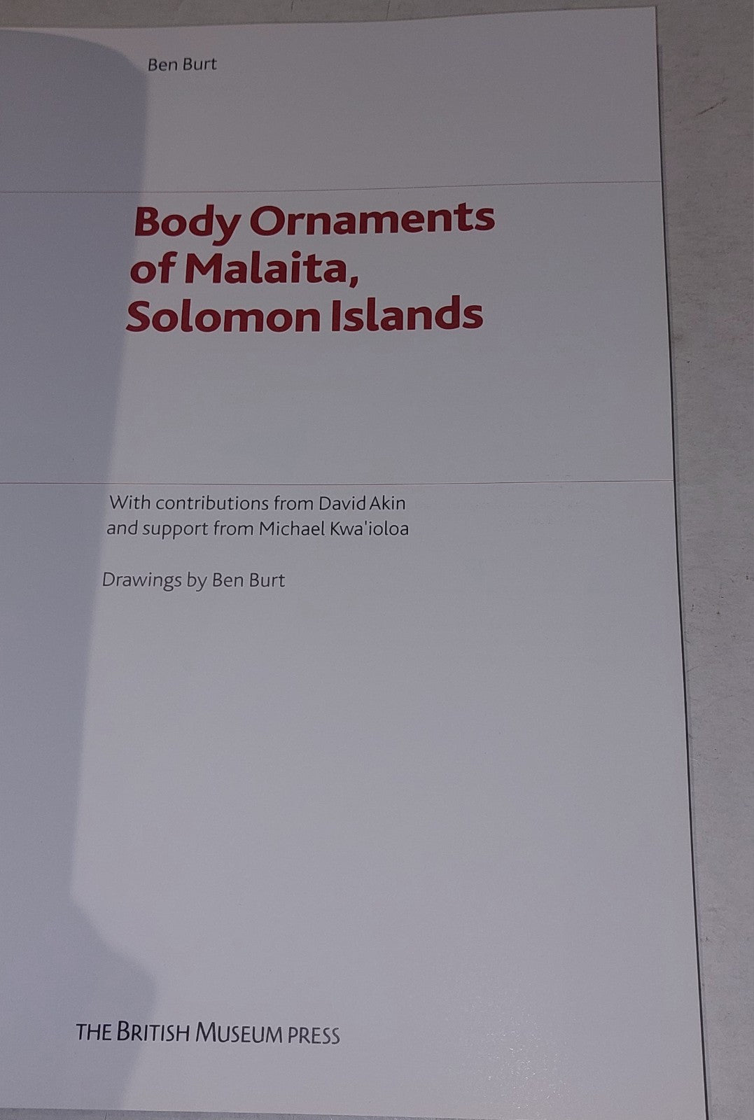 Body Ornaments Malaita Solomon Islands By Ben Burt Pb Book2