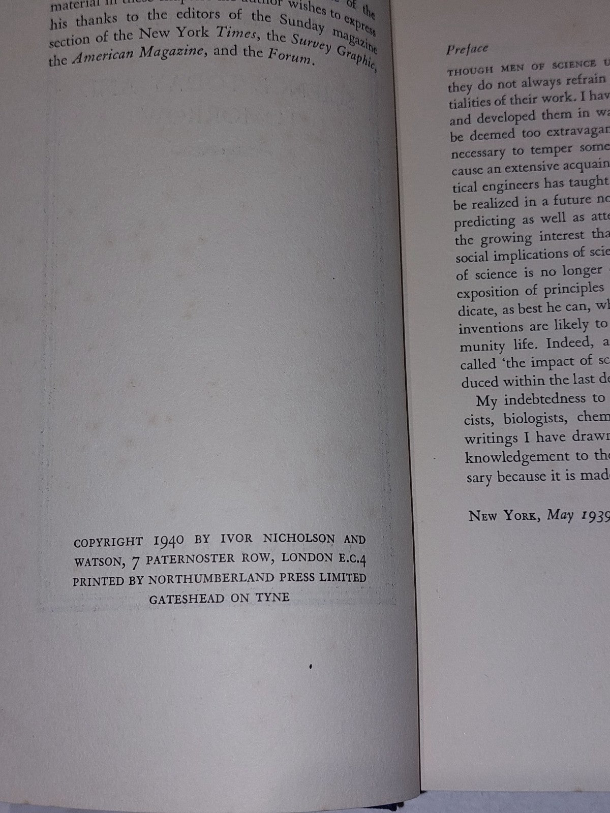 Science Today & Tomorrow, Waldemar Kaempffert [Nicholson and Watson] 1940 Hb4