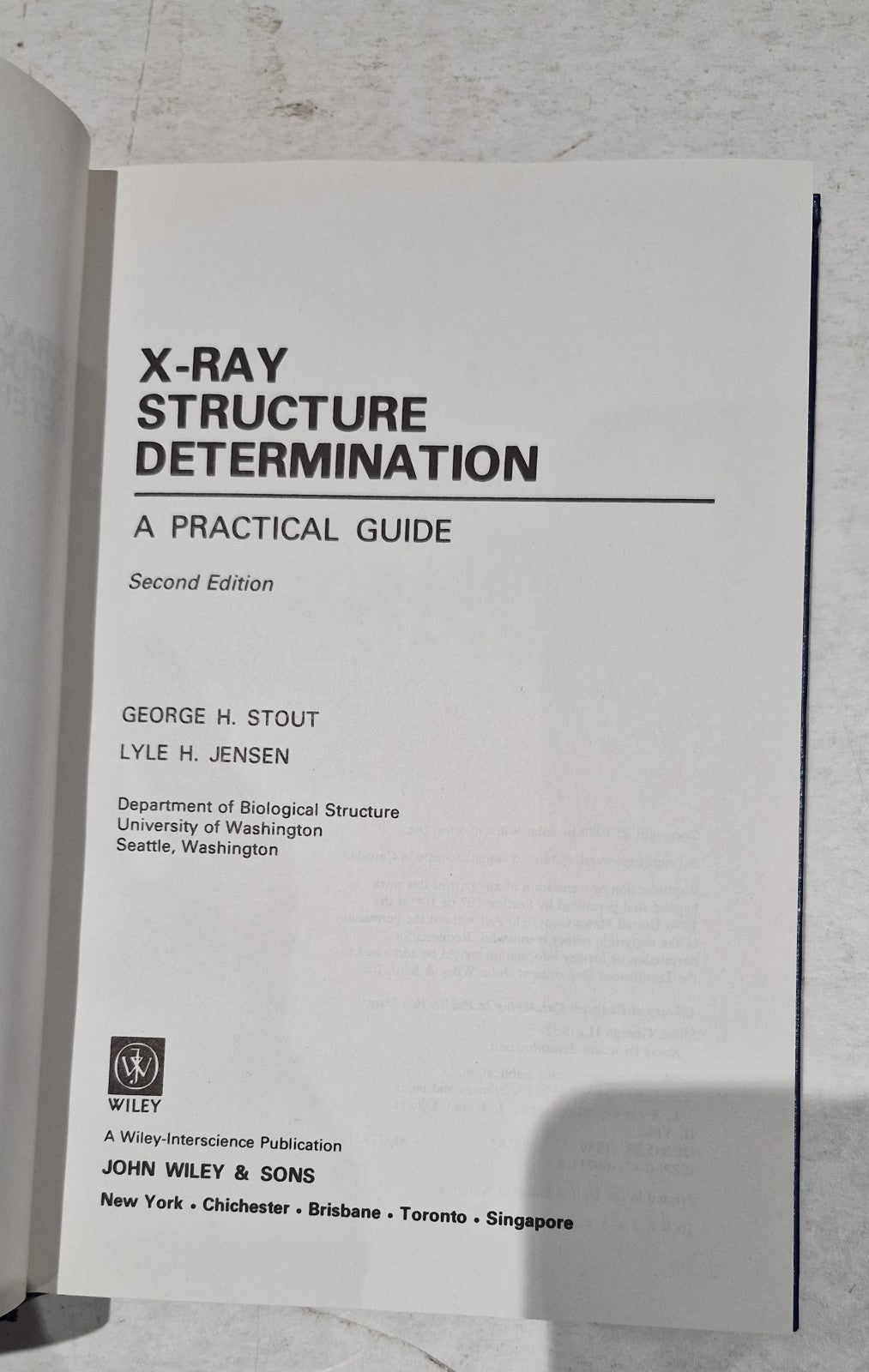 XRay Structure Determination 2nd Edition  G Stout & L Jenson (Hardcover, 1989)2