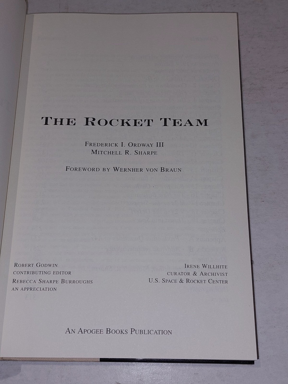 The Rocket Team, Ordway III & Sharpe [Apogee Books] (2003) Hb Book3