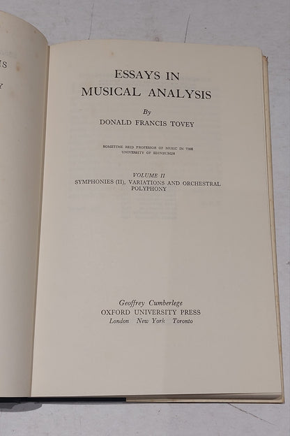 Essays In Musical Analysis By Donald Tovey (Vol  1 & 2) 1962 Books5