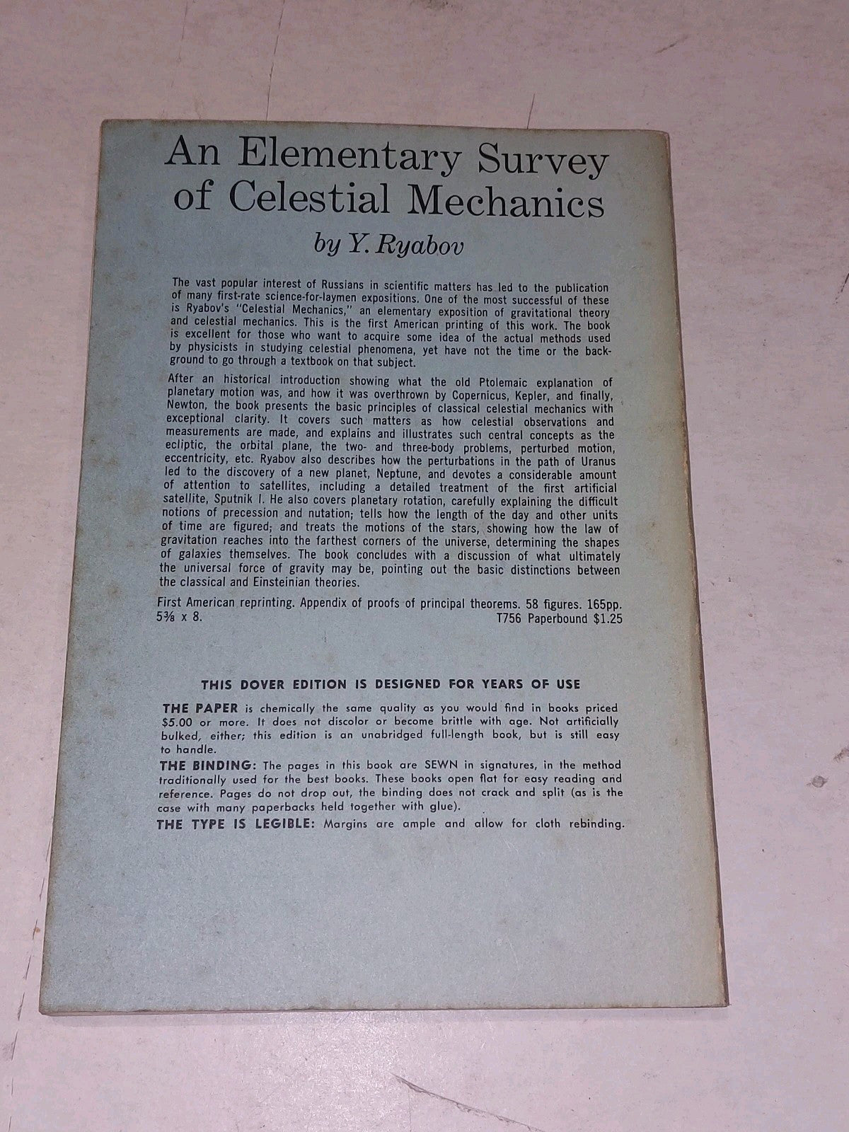An Elementary Survey Of Celestial Mechanics by Y. Ryabov (1961)Pb Book2