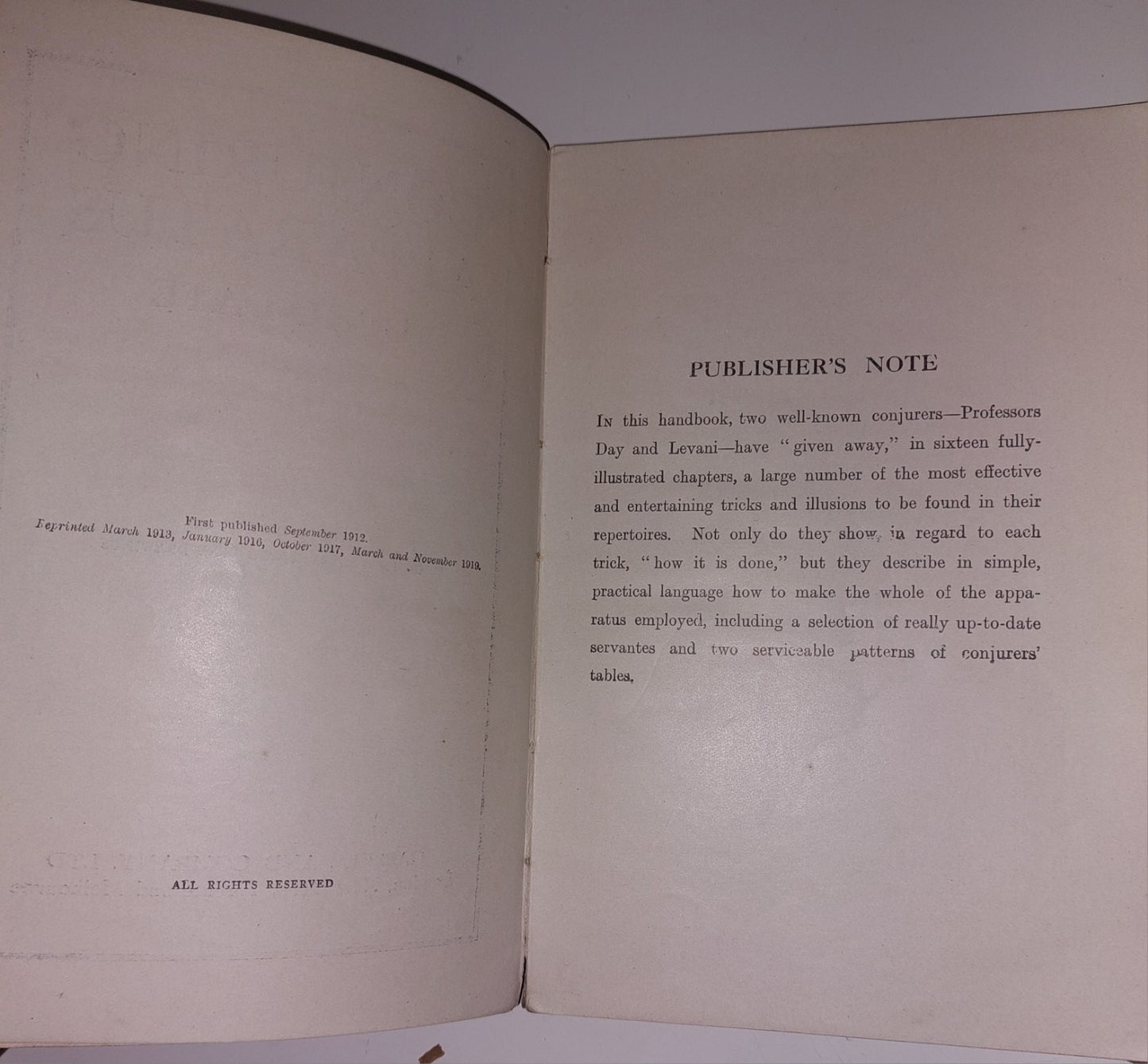 Conjuring Apparatus UpToDate. cassell and Company Ltd magic Work Handbook 19195