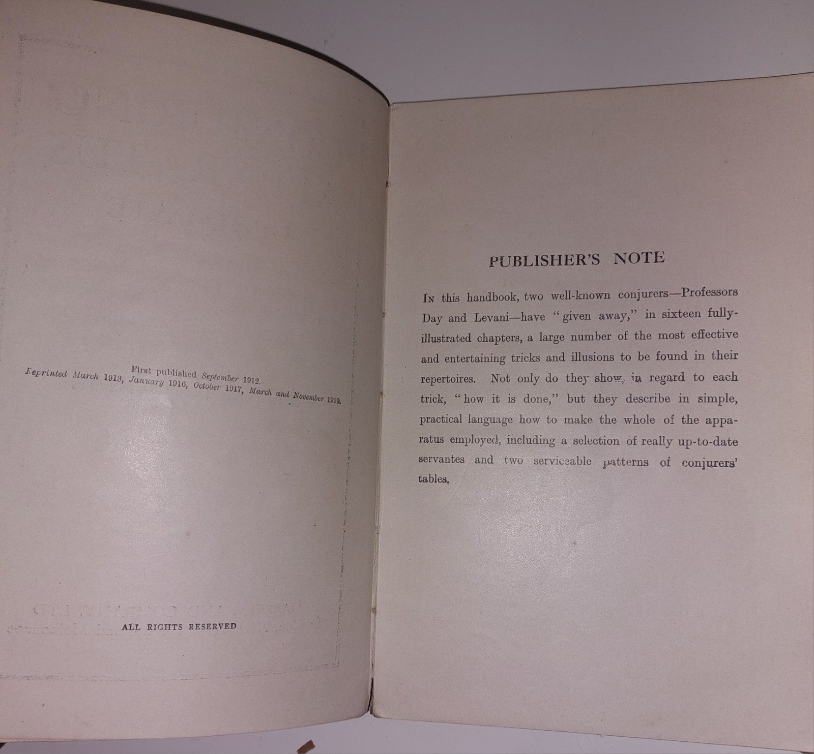 Conjuring Apparatus UpToDate. cassell and Company Ltd magic Work Handbook 19195