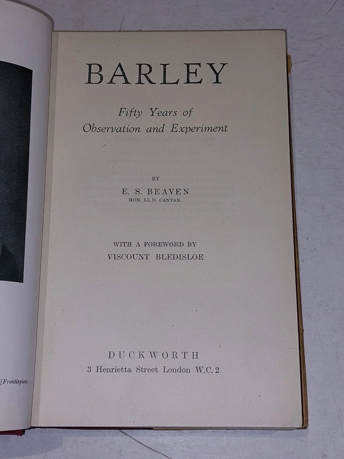 Barley  Fifty Years Of Observation And Development By E. S. Beavan. Duckworth 5