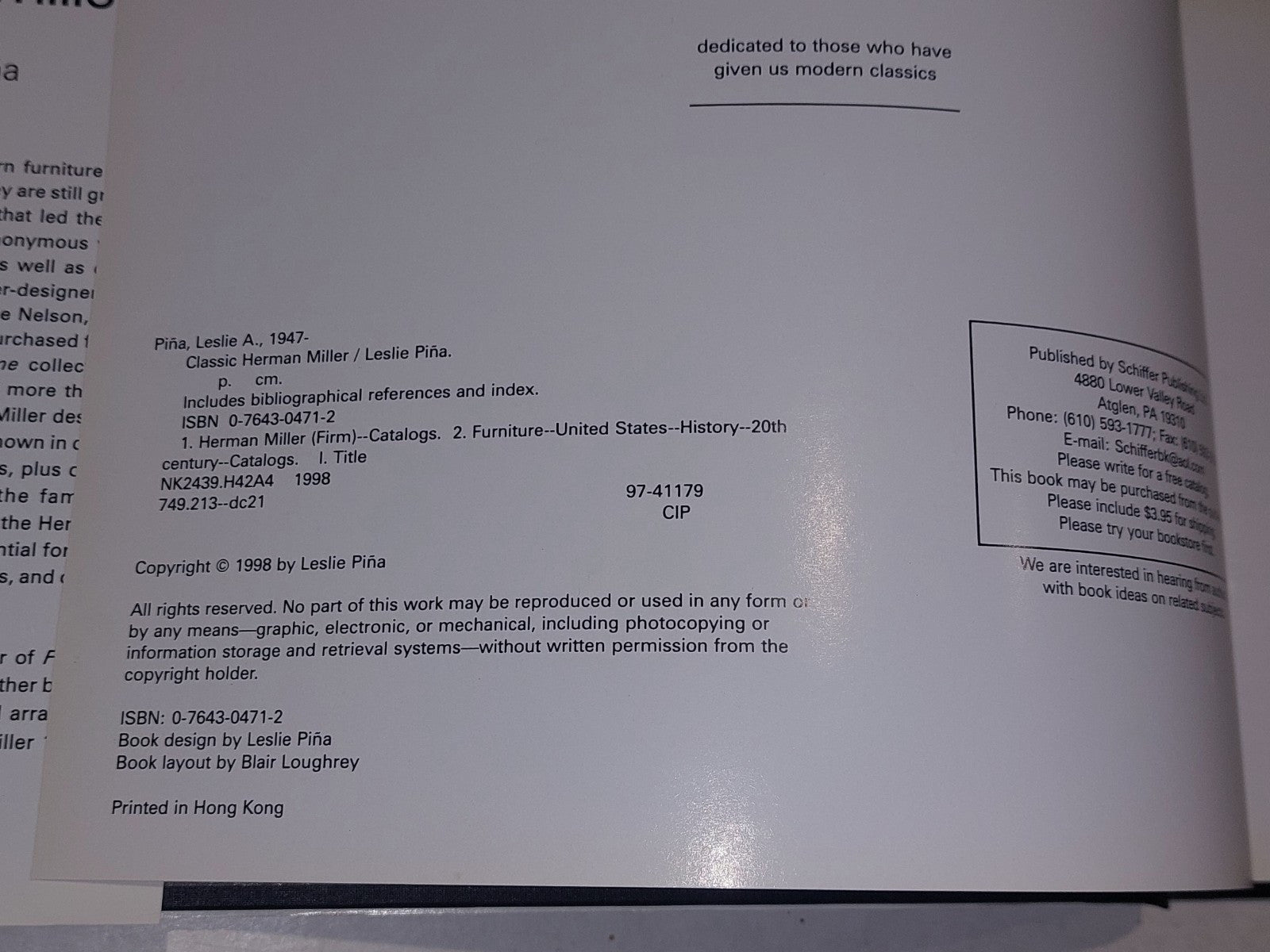 Classic Herman Miller by Piña, Leslie (1998) Hb Book1