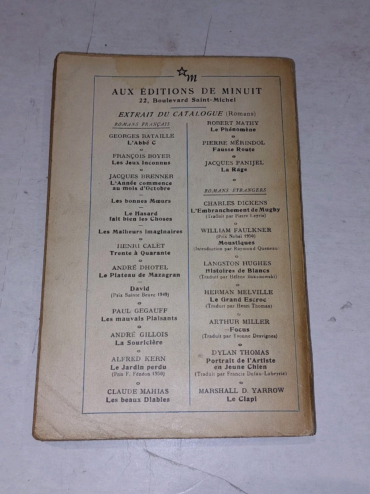 Samuel Beckett Molley [Les Editions De Minuit] (1951) Pb Book 1st PB Edition2