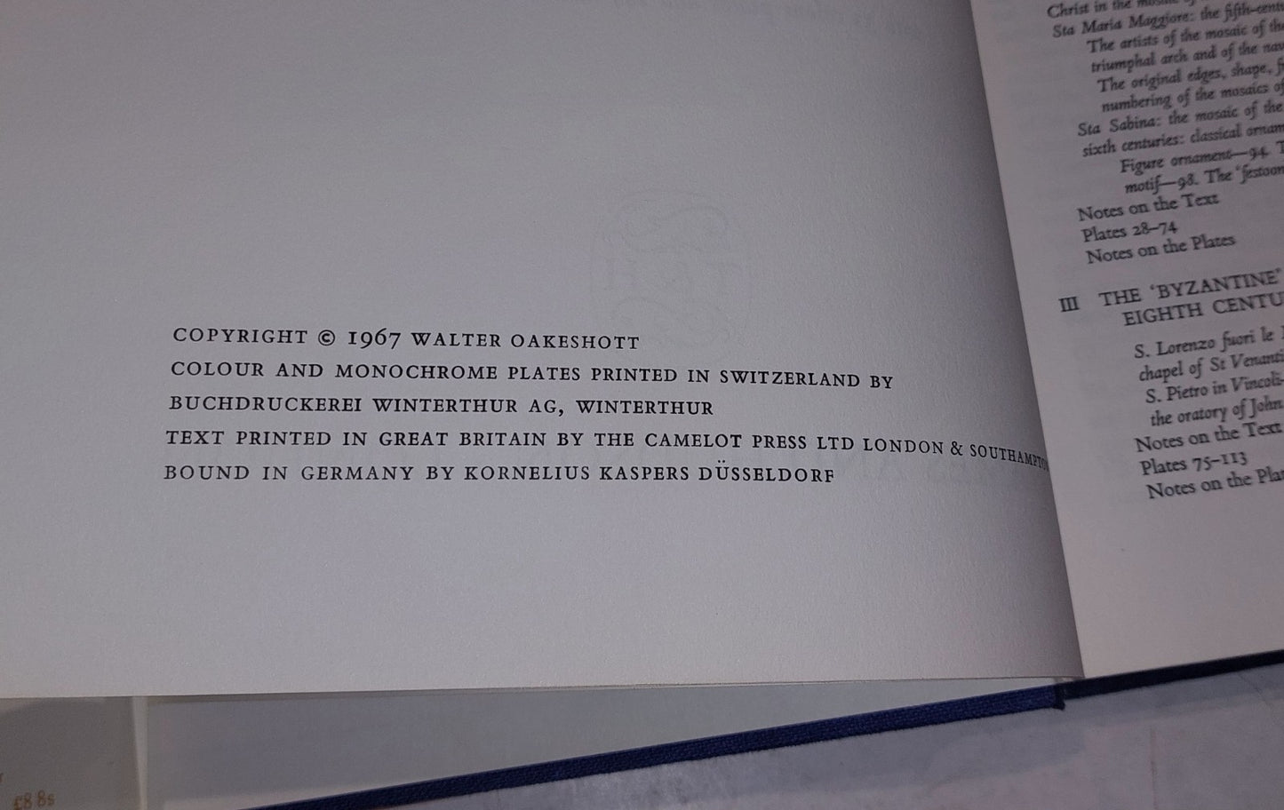 The Mosaics of Rome  from the thrid to the fourteenth centuries (1967) Hb Book4