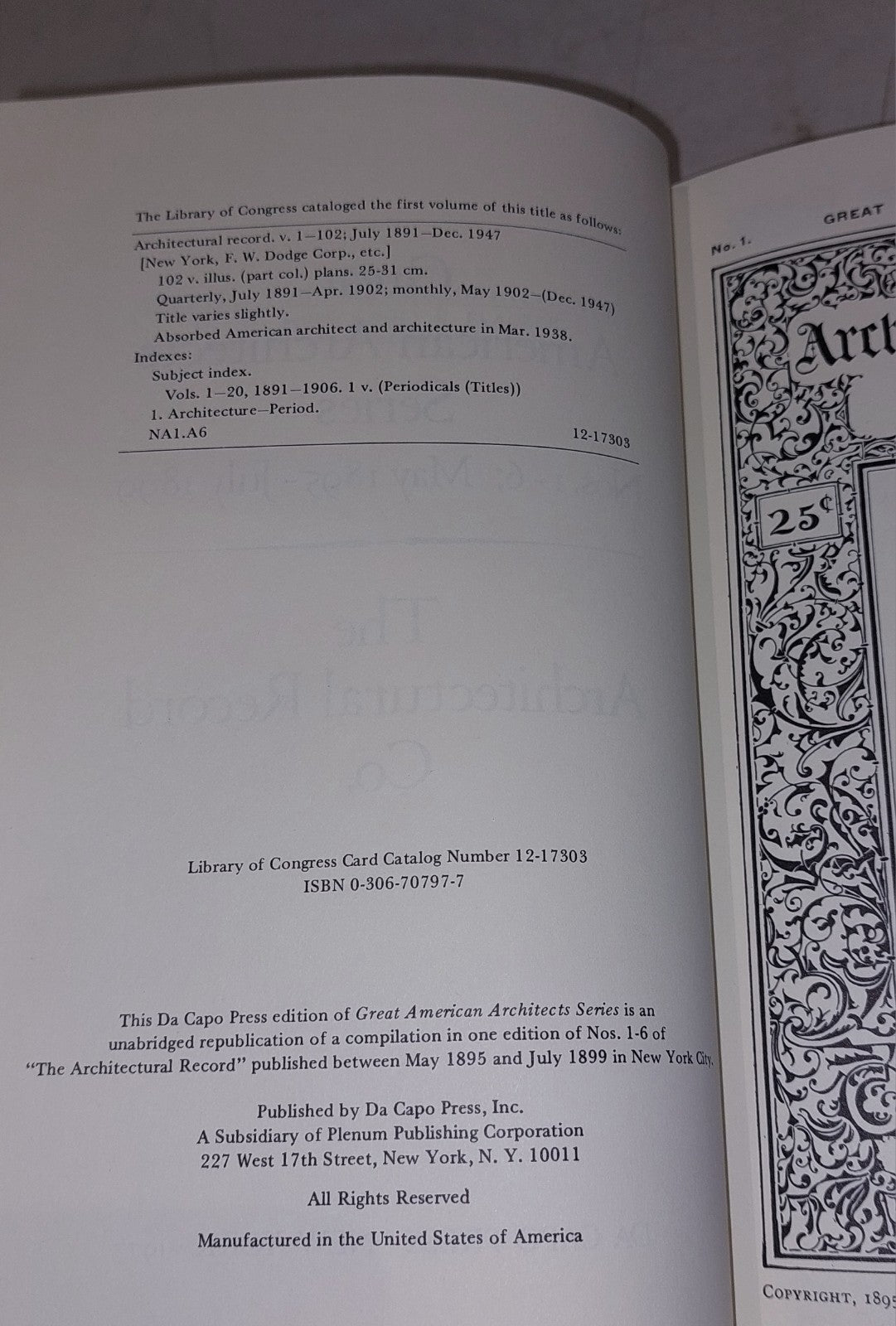 Great American Architect Series, Nos. 1-6, May 1895-july 1899 [Da Capo Press] Hb3