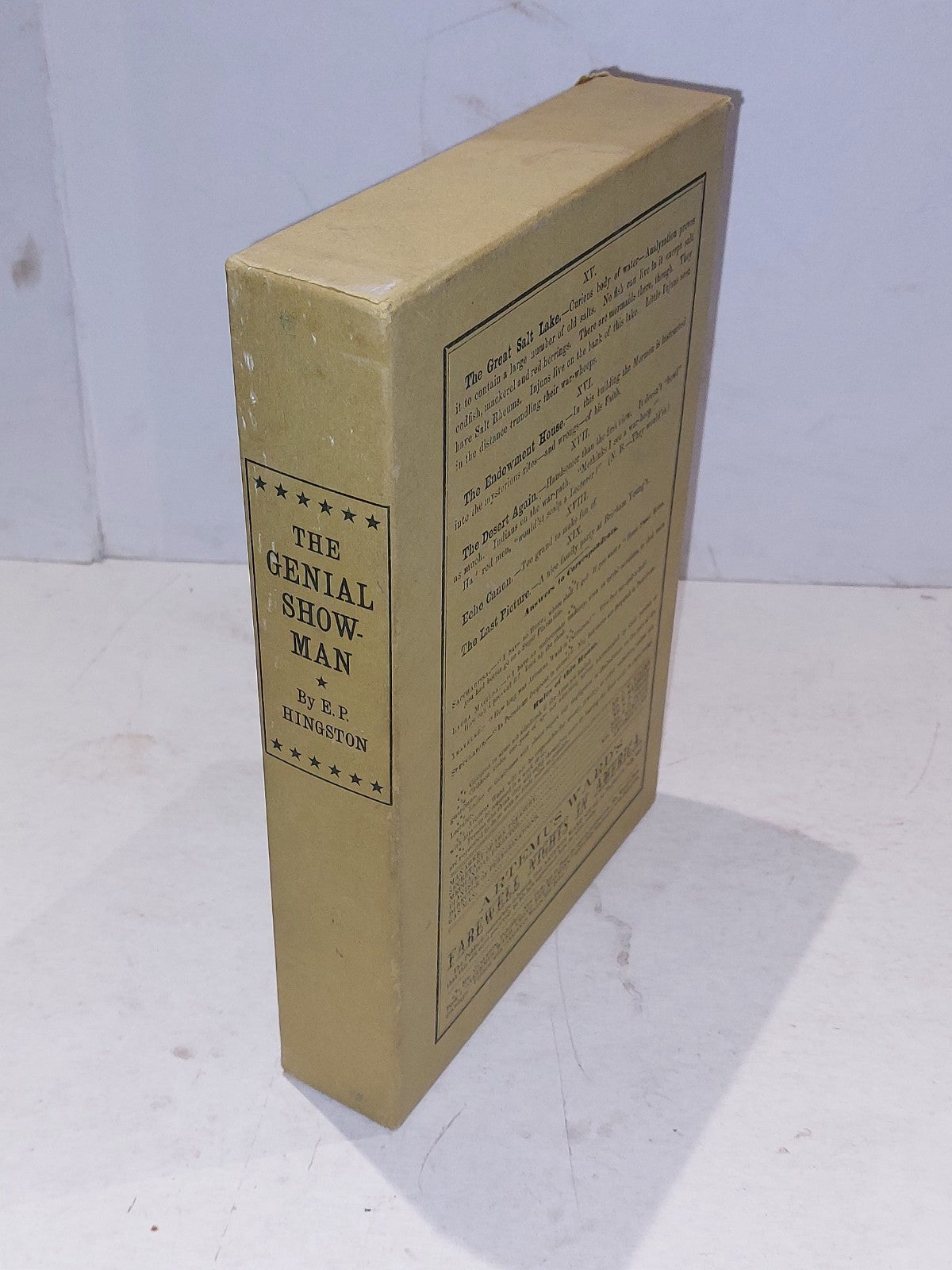 The Genial Showman: reminiscences of the life of Artemus Ward, E P Hingston 19711