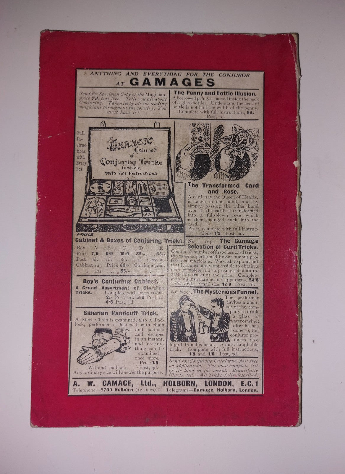 Conjuring Apparatus Up-To-Date. cassell and Company Ltd magic Work Handbook 19191