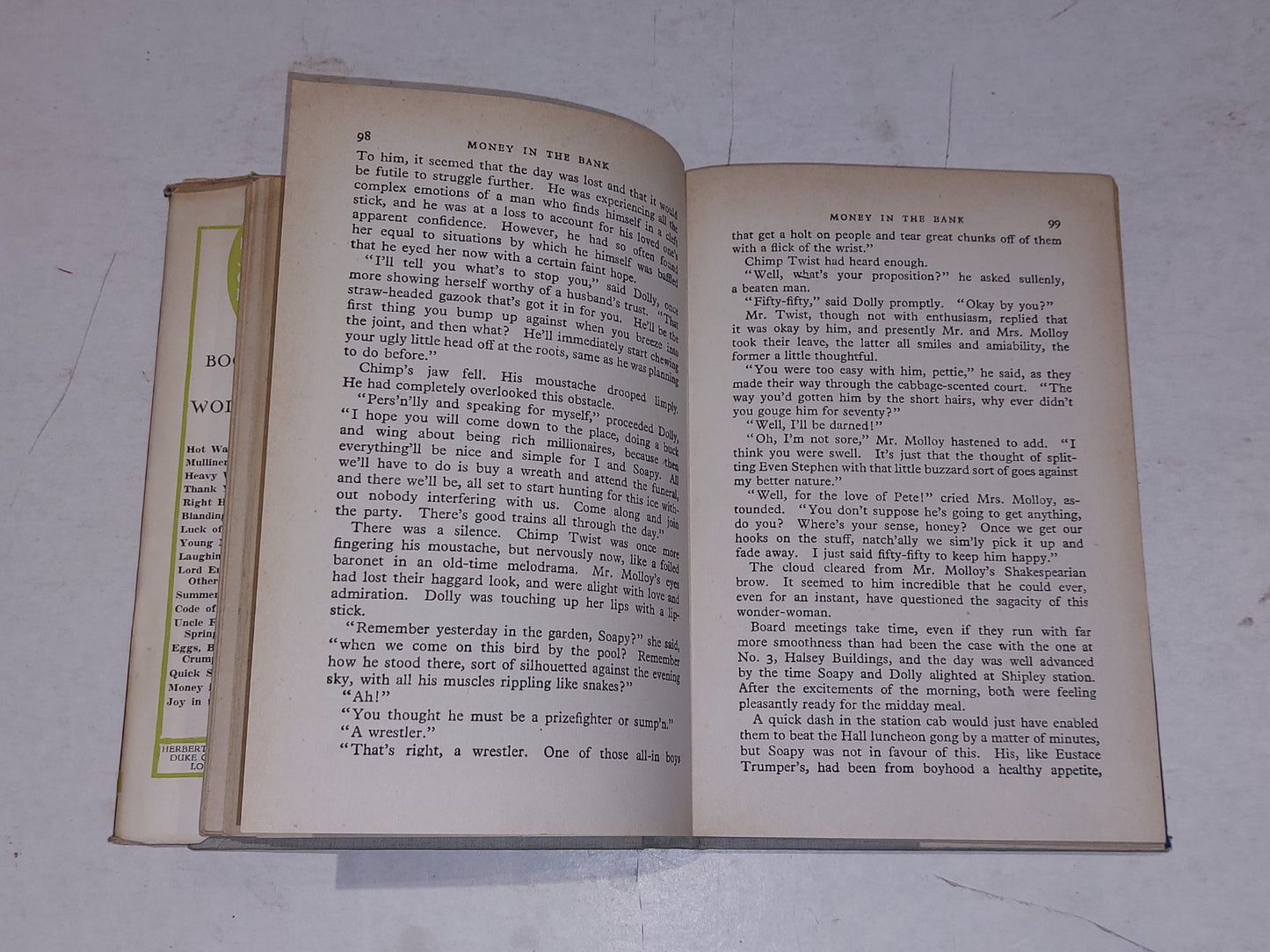 PG Wodehouse, Money In The Bank [Herbert Jenkins] 1st Ed / 1st Printing With DJ10