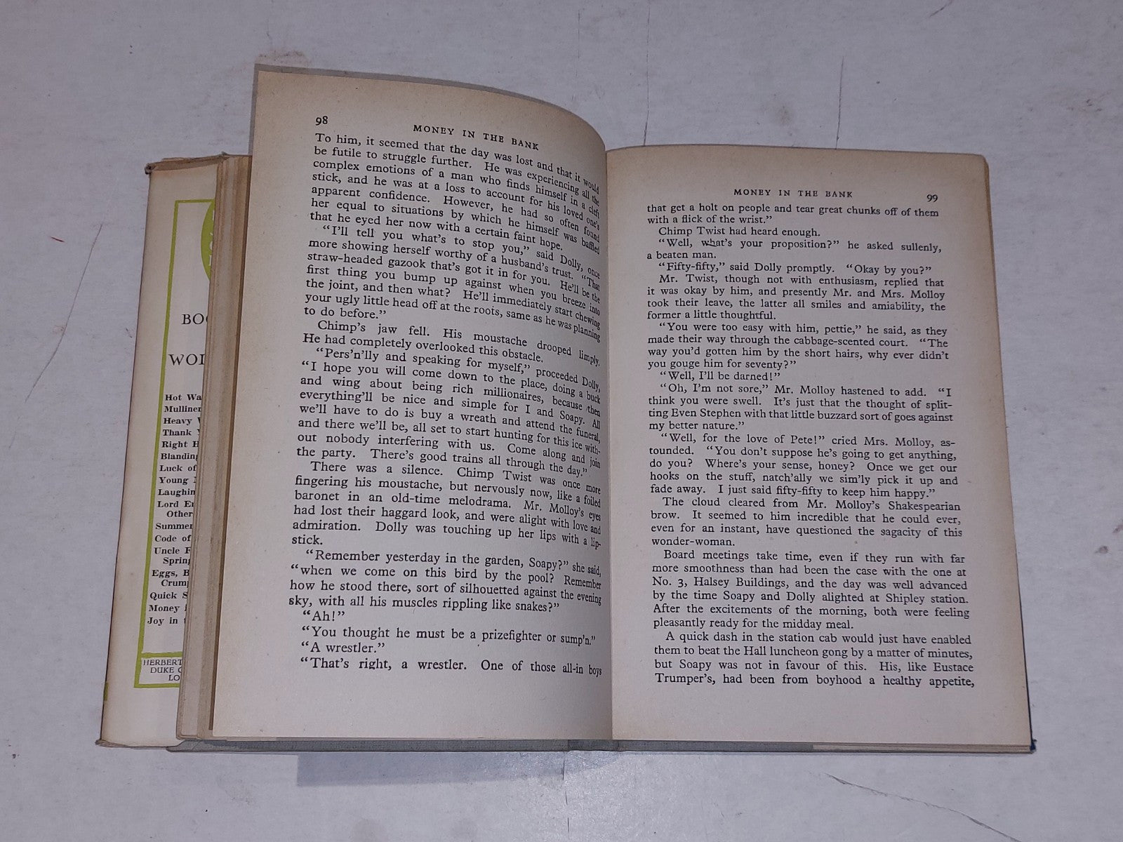 PG Wodehouse, Money In The Bank [Herbert Jenkins] 1st Ed / 1st Printing With DJ10