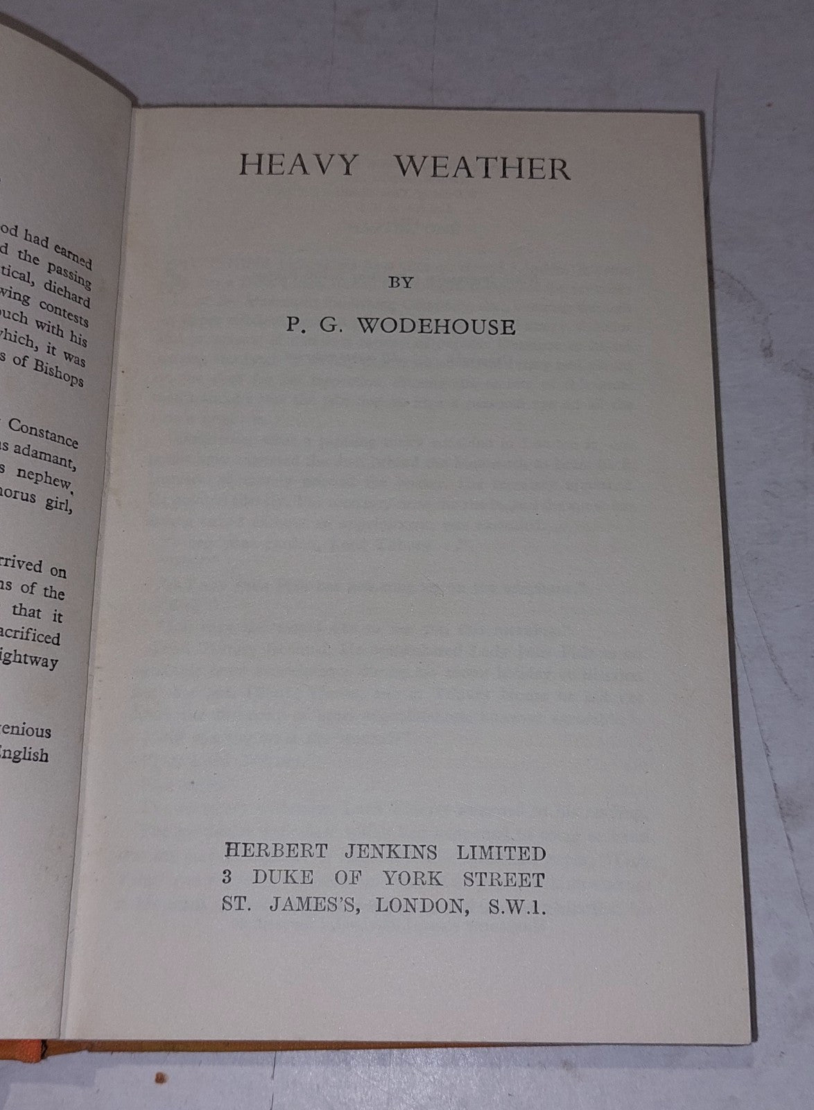 P G Wodehouse, Heavy Weather 1933 1st Ed / 9th Impression Hb Book & Dustjacket8