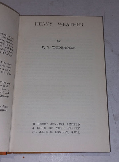P G Wodehouse, Heavy Weather 1933 1st Ed / 9th Impression Hb Book & Dustjacket8