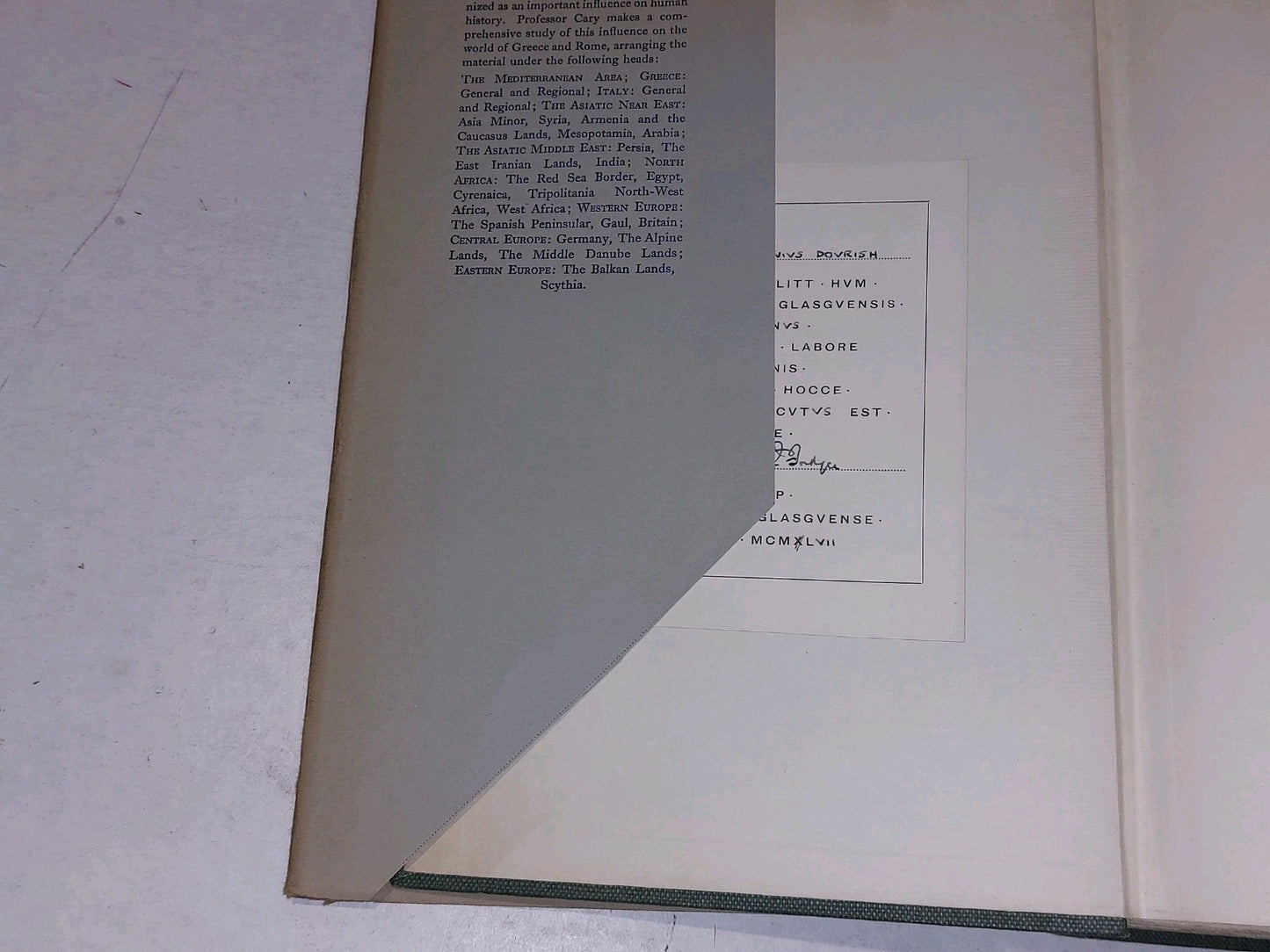 The Geographic Background of Greek and Roman History - M. Cary  1949 Oxford. DJ 3