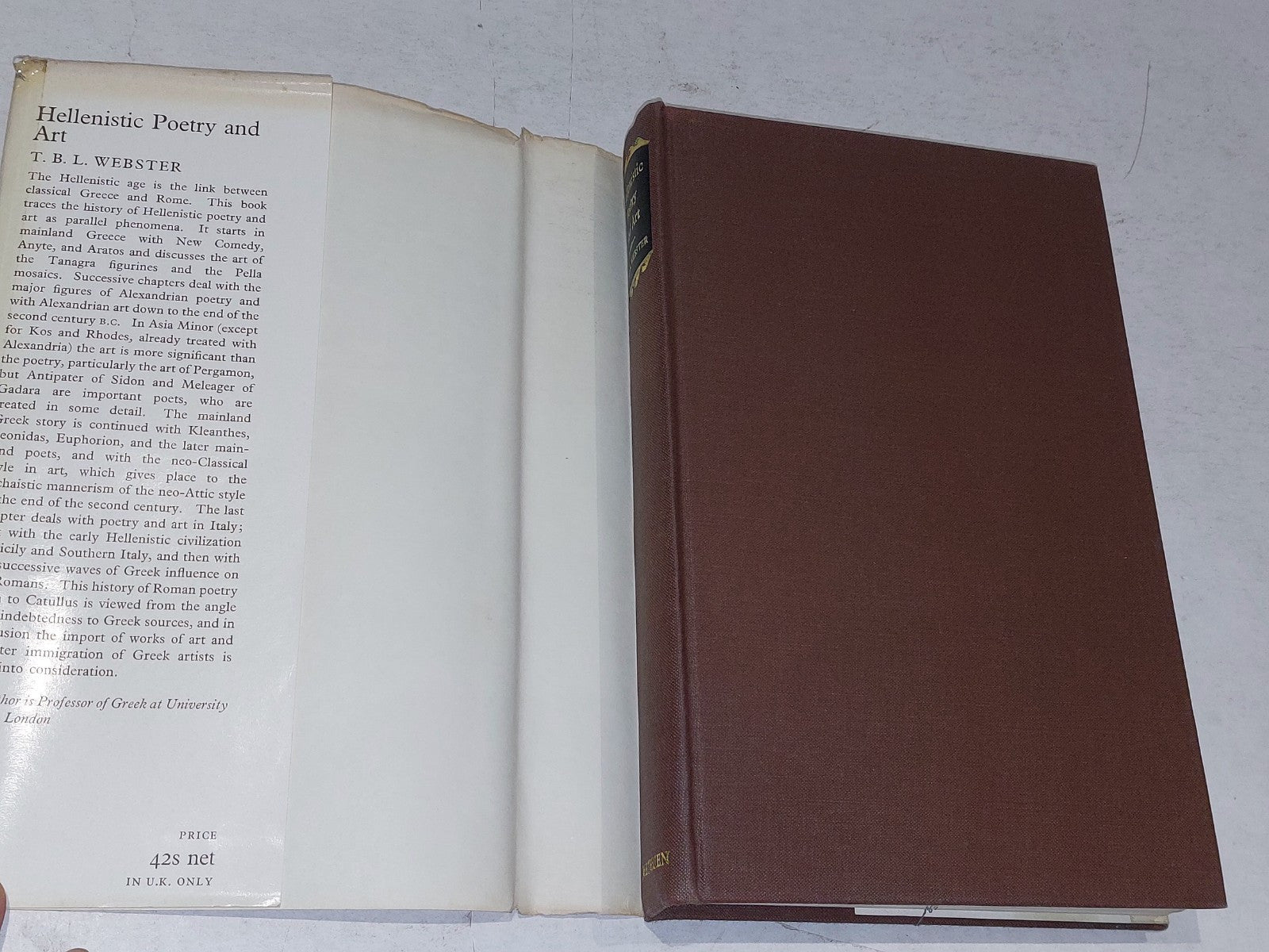 Hellenistic Poetry & Art by T B. L. Webster (1964) [Methuen & Co] Hb Book2