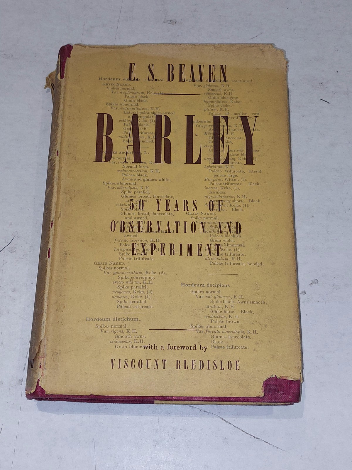 Barley  Fifty Years Of Observation And Development By E. S. Beavan. Duckworth 0