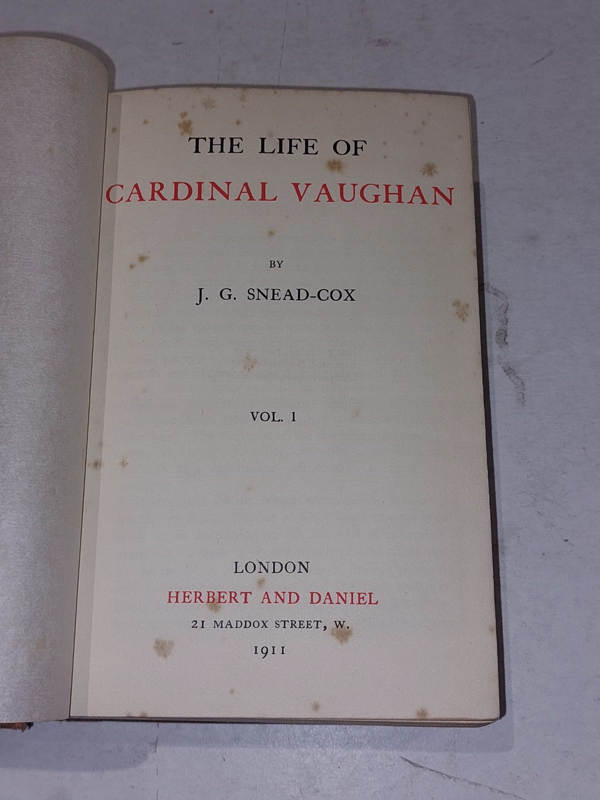 J G SNEAD  COX / The Life of Cardinal Vaughan [Vol.1&2] 1st Edition 191011 Hb 5
