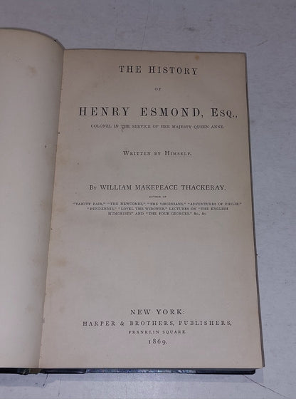 The History Of Henry Esmond & Virginians & Lovel By William Thackeray 1869, 18703