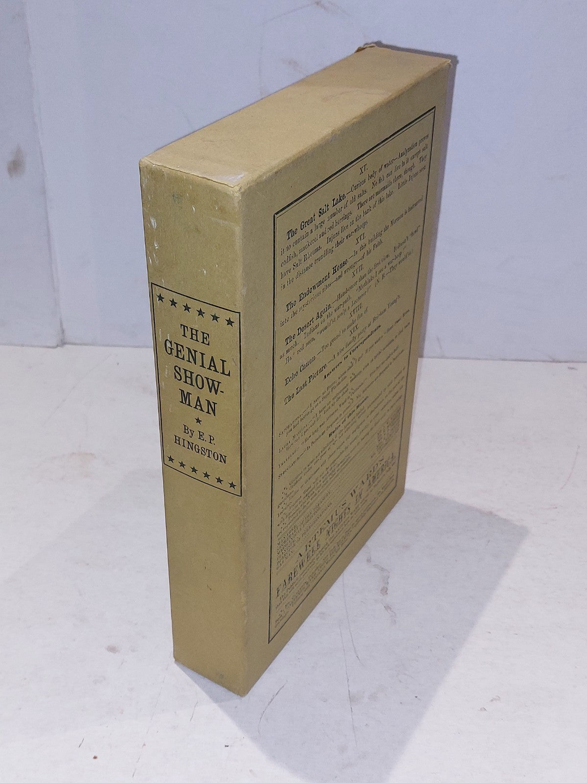 The Genial Showman: reminiscences of the life of Artemus Ward, E P Hingston 19711